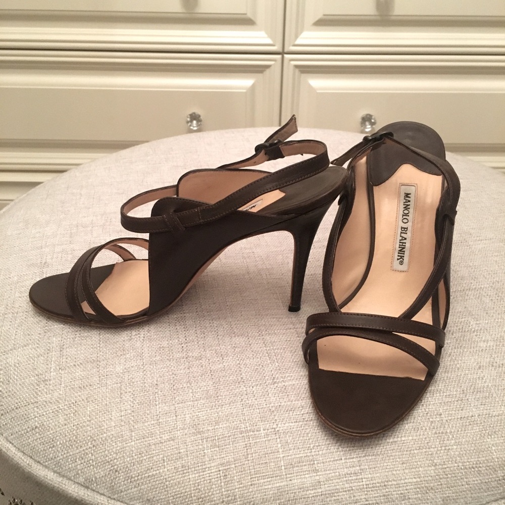 Manolo Blahnik Brown Leather Sandals
